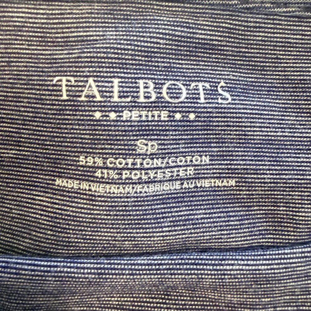 Talbots Button Up Size S Petite Blue White Tropical Long Sleeve Cotton 2 Shirts - Picture 10 of 14